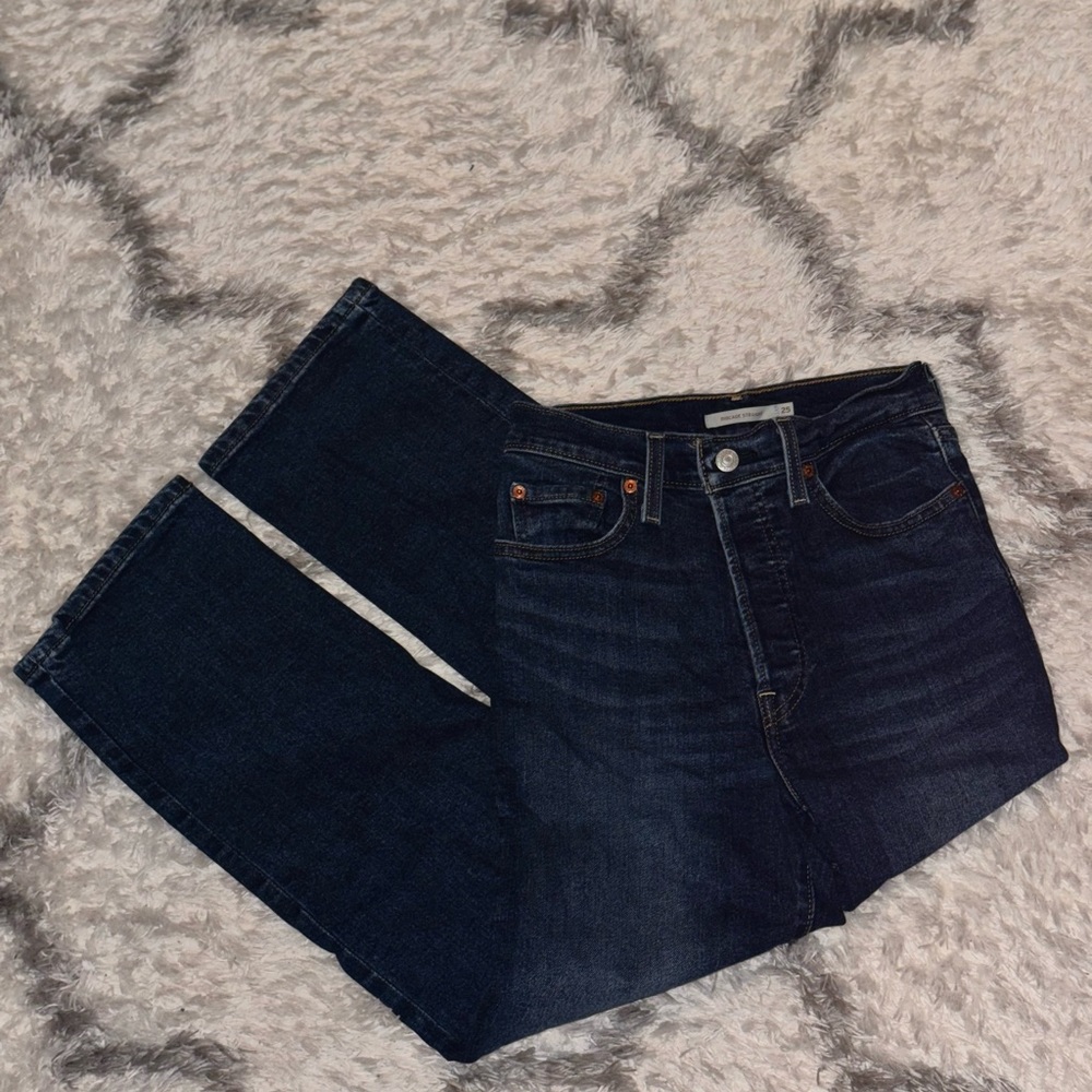 Levi's ribcage straight dark denim jeans size 25